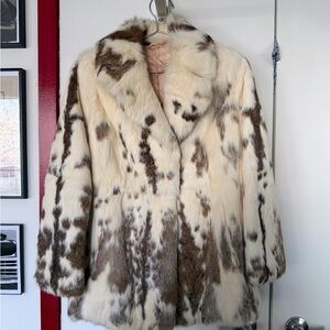 Cream and Brown Spotted Rabbit Fur Coat